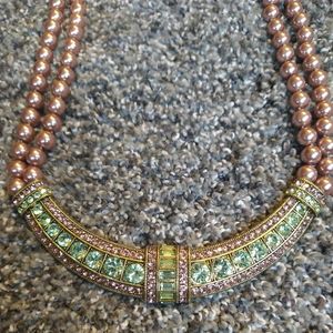 Heidi Daus Bar Necklace Encrusted w/ Swarovski Crystals